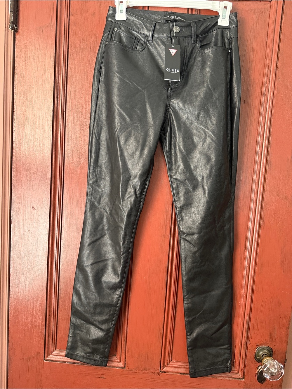 Guess Black Faux Leather Skinny Jeans